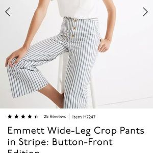 Madewell Emmett Wide-Leg Crop Pants in Stripe: Button-Front Edition
